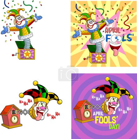 Illustration for Funny Jolly Jester Cartoon Characters. Vector Hand Drawn Collection Set - Royalty Free Image
