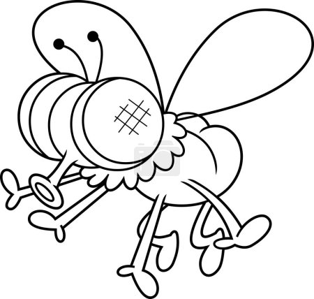 Ilustración de Delineado divertido volar personaje de dibujos animados Volar. Ilustración dibujada a mano vectorial aislada sobre fondo transparente - Imagen libre de derechos