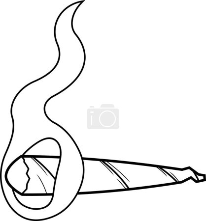 Ilustración de Delineado de dibujos animados Marihuana Cannabis Cigarrillo con humo. Ilustración dibujada a mano de trama aislada sobre fondo blanco - Imagen libre de derechos