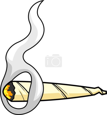 Illustration for Cartoon Marijuana Cannabis Joint With Smoke. Vector Hand Drawn Illustration Isolated On Transparent Background - Royalty Free Image