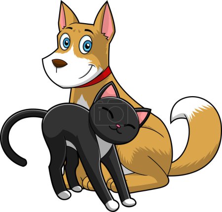 Illustration for Cat and dog characters vector illustration - Royalty Free Image