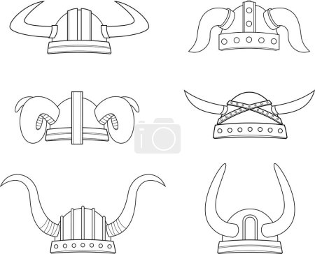 Ilustración de Conjunto de armas vikingas iconos de dibujos animados estilizados, ilustración vectorial - Imagen libre de derechos