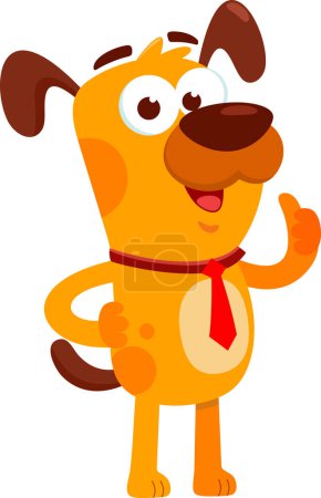 Illustration for Cute dog with tie stylized cartoon character, vector illustration - Royalty Free Image