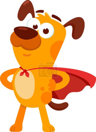 Illustration for Cute dog with superhero cape stylized cartoon character, vector illustration - Royalty Free Image