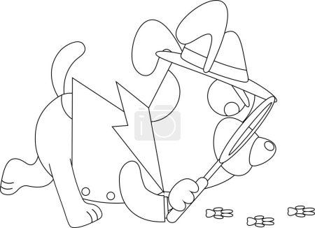 Illustration for Detective dog stylized cartoon character, vector illustration - Royalty Free Image