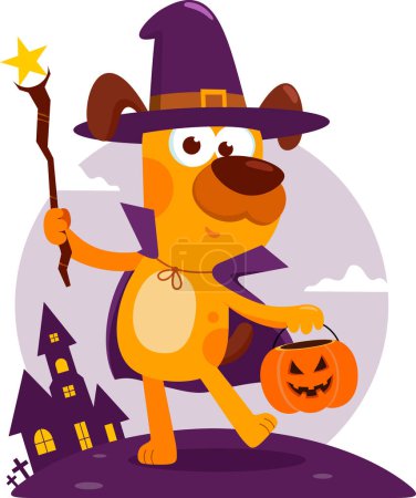 Illustration for Wizard dog stylized cartoon character, vector illustration - Royalty Free Image