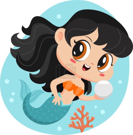 Illustration for Cute little mermaid vector illustration design - Royalty Free Image