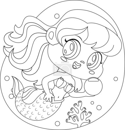 Illustration for Cute little mermaid vector illustration design - Royalty Free Image