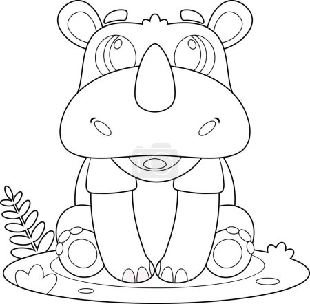 Illustration for Illustration of a cute cartoon rhinoceros - Royalty Free Image