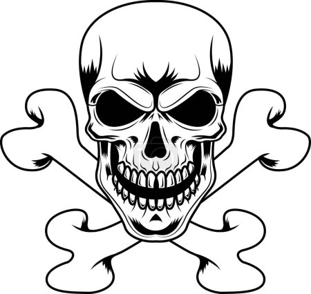Ilustración de Cráneo pirata y huesos cruzados - Imagen libre de derechos