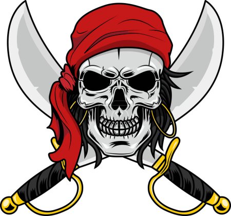 Téléchargez les illustrations : Illustration vectorielle d'icône de crâne pirate - en licence libre de droit