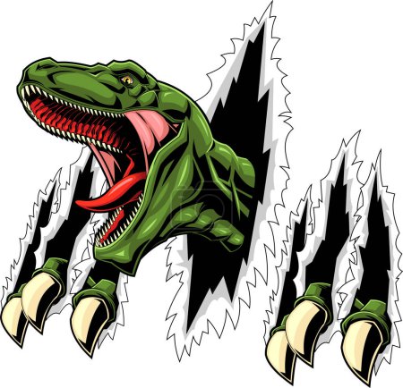 Illustration for Dinosaur ripping white background  vector illustration - Royalty Free Image