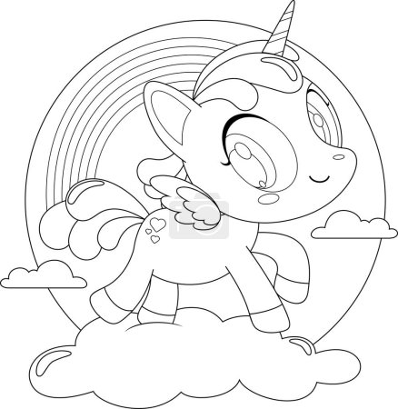 Ilustración de Vector ilustración de un lindo unicornio de dibujos animados - Imagen libre de derechos