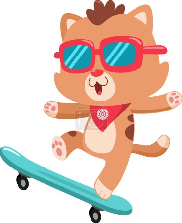 Illustration for Cute cat with skateboard - Royalty Free Image