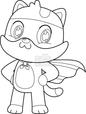Ilustración de Gato lindo en traje de superhéroe - Imagen libre de derechos