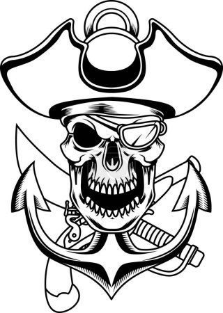 Ilustración de Ilustración elegante del vector de cráneo pirata - Imagen libre de derechos