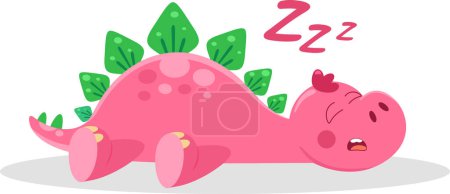 Illustration for Cute Baby Dinosaur Cartoon Character Sleeping. Vector Illustration Flat Design Isolated On Transparent Background - Royalty Free Image