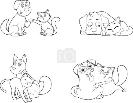 Illustration for Cartoon illustration of cats and dogs - Royalty Free Image