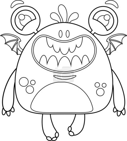 Illustration for Cartoon illustration of cute monster, coloring image - Royalty Free Image