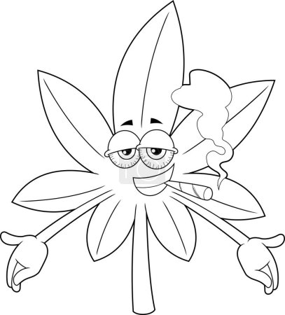 Illustration for Outlined Funny Marijuana Leaf Cartoon Character - Royalty Free Image