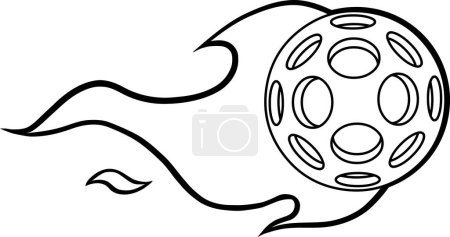 Illustration for Black And White Pickleball With Fire. Raster Hand Drawn Illustration Isolated On White Background - Royalty Free Image