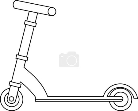 Illustration for Outlined Cartoon Kick Scooter. Vector Hand Drawn Illustration Isolated On Transparent Background - Royalty Free Image