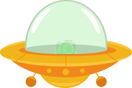 Ilustración de Cartoon UFO Flying Sauce. Ilustración vectorial Diseño plano aislado sobre fondo transparente - Imagen libre de derechos