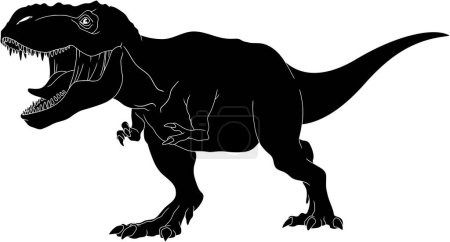 Ilustración de T-Rex Dinosaurio Negro Silueta Diseño Gráfico. Ilustración dibujada a mano vectorial aislada sobre fondo transparente - Imagen libre de derechos