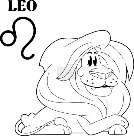 Illustration for Outlined Leo Cartoon Character Horoscope Zodiac Sign. Vector Hand Drawn Illustration Isolated On Transparent Background - Royalty Free Image