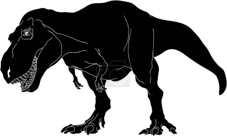 Ilustración de T-Rex Dinosaurio Negro Silueta Diseño Gráfico. Ilustración dibujada a mano vectorial aislada sobre fondo transparente - Imagen libre de derechos