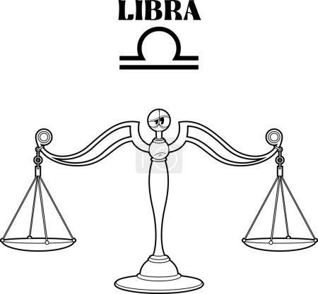Illustration for Libra Cartoon Character Horoscope Zodiac Sign. Vector Hand Drawn Illustration Isolated On Transparent Background - Royalty Free Image