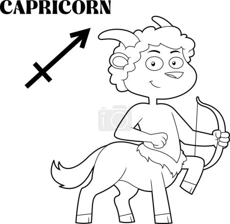 Illustration for Capricorn Cartoon Character Horoscope Zodiac Sign. Vector Hand Drawn Illustration Isolated On Transparent Background - Royalty Free Image