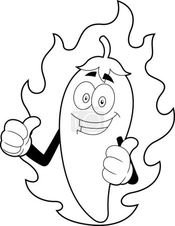 Ilustración de Personaje de dibujos animados de chile picante sonriente. Ilustración dibujada a mano vectorial aislada sobre fondo transparente - Imagen libre de derechos