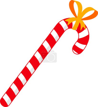 Illustration for Christmas Cartoon Candy Cane Gift. Vector Illustration Flat Design Isolated On Transparent Background - Royalty Free Image