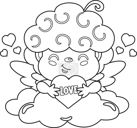 Téléchargez les illustrations : Mignon dessin animé Cupidon avec coeur - en licence libre de droit