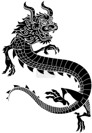 Illustration for Chinese black dragon vector illustration - Royalty Free Image