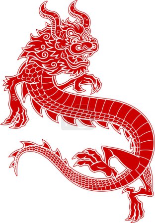 Illustration for Chinese red dragon vector illustration - Royalty Free Image