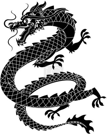 Téléchargez les illustrations : Illustration vectorielle dragon noir chinois - en licence libre de droit