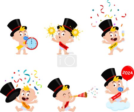 Illustration for Cartoon characters funny boys set - Royalty Free Image