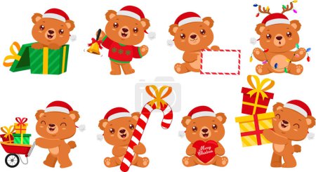 Illustration for Christmas and new year teddy bears set - Royalty Free Image