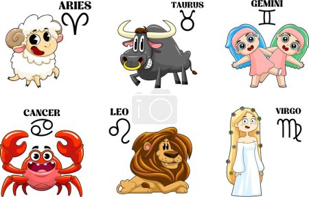 Téléchargez les illustrations : Signes du zodiaque. horoscope. signes du zodiaque. illustration web. - en licence libre de droit