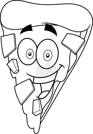 Ilustración de Personaje de dibujos animados de rebanada de pizza delineada. Ilustración dibujada a mano vectorial aislada sobre fondo transparente - Imagen libre de derechos