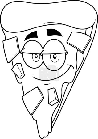 Téléchargez les illustrations : Caractère de bande dessinée Pizza Slice. Illustration dessinée à la main vectorielle isolée sur fond transparent - en licence libre de droit