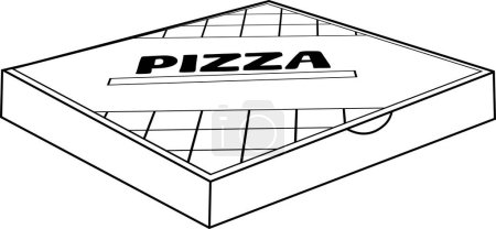 Téléchargez les illustrations : Cartoon Square Carton Pizza Box. Illustration dessinée à la main vectorielle isolée sur fond transparent - en licence libre de droit