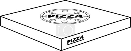 Téléchargez les illustrations : Cartoon Square Carton Pizza Box. Illustration dessinée à la main vectorielle isolée sur fond transparent - en licence libre de droit