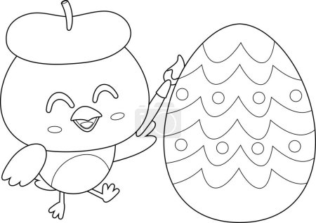 Téléchargez les illustrations : Oeuf de Pâques coloré de personnage de bande dessinée de poussin mignon. Illustration vectorielle Design plat isolé sur fond transparent - en licence libre de droit