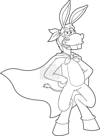 Illustration for Donkey SuperHero Cartoon Character. Vector Hand Drawn Illustration Isolated On Transparent Background - Royalty Free Image