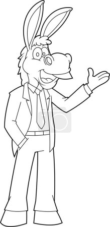 Illustration for Business Donkey Jackass Cartoon Character Talking. Vector Hand Drawn Illustration Isolated On Transparent Background - Royalty Free Image