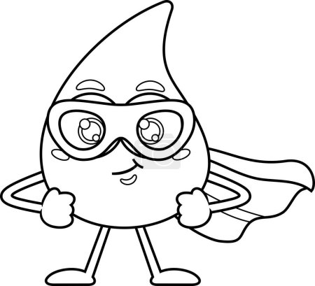 Illustration for Blood Drop Cartoon Mascot Character superhero. Illustration Isolated On White Background - Royalty Free Image