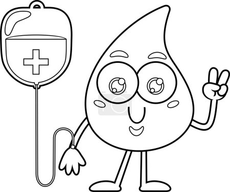 Ilustración de Carácter de la mascota de dibujos animados gota de sangre, donación de sangre. Ilustración aislada sobre fondo blanco - Imagen libre de derechos